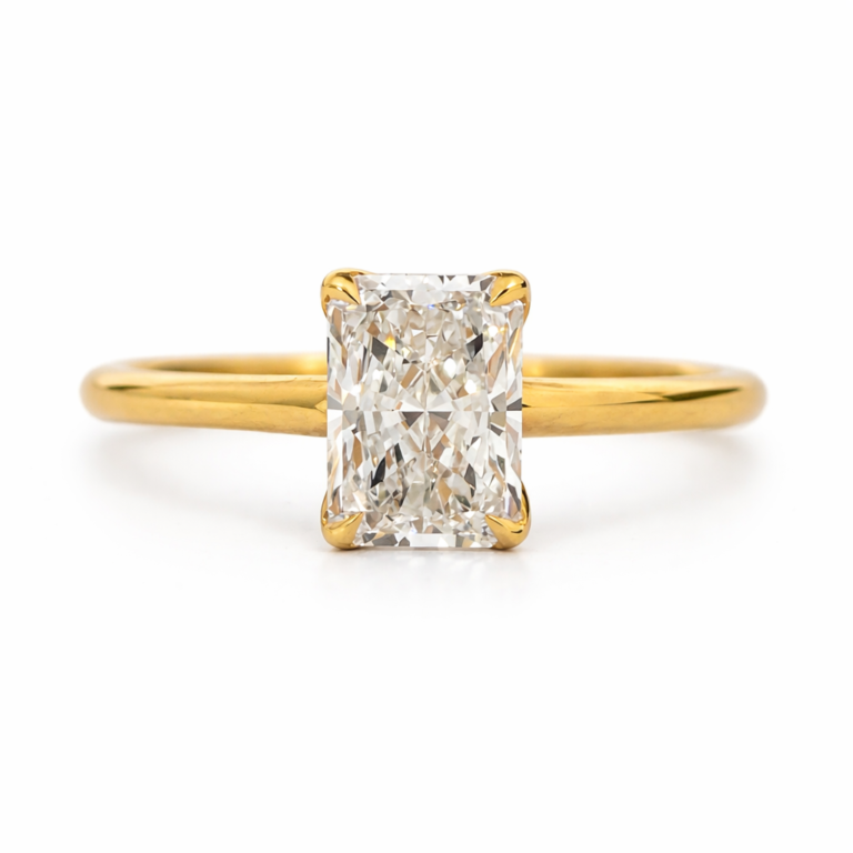 18kt Yellow Gold Ring 3.04g with 1.51ct Radiant Lab Diamond D VS1