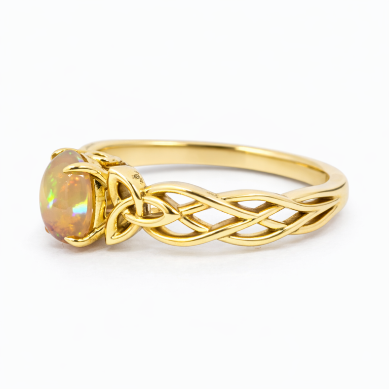 18kt gold ring with 0.8ct opal thumbnail 2