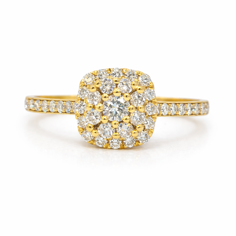 18kt Yellow Gold Ring 2.57g with 0.5ct Natural Diamond
