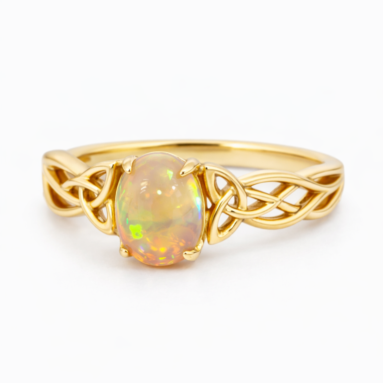 18kt gold ring with 0.8ct opal thumbnail 3