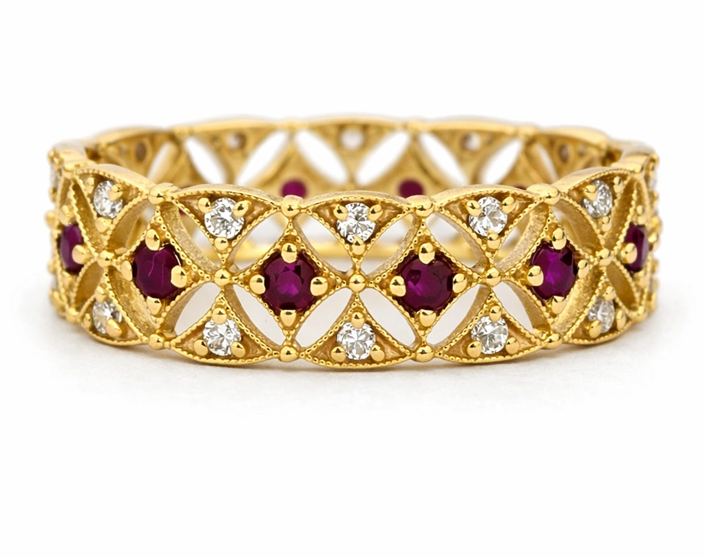 18kt Gold Ring 3.82g with 0.33ct Diamond and 0.38ct Ruby