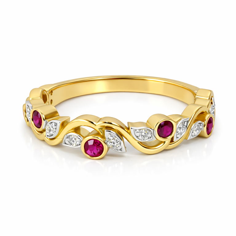 18kt Band Ring with Sapphire/Emerald/Ruby and Diamond thumbnail 6