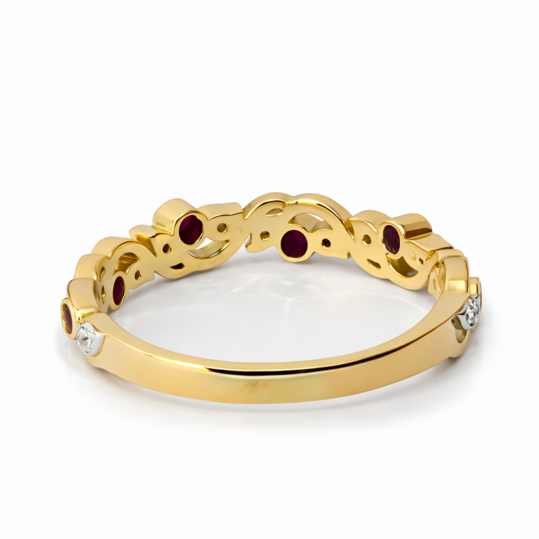 18kt Band Ring with Sapphire/Emerald/Ruby and Diamond thumbnail 5
