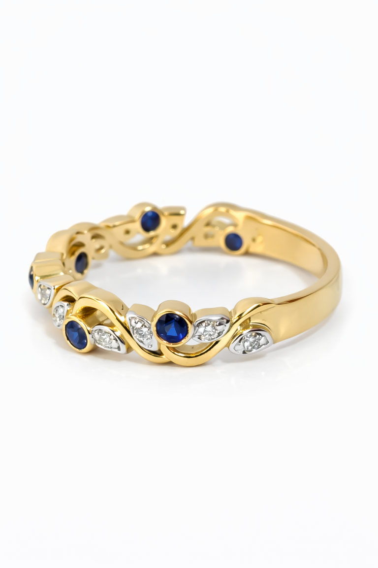 18kt Band Ring with Sapphire/Emerald/Ruby and Diamond thumbnail 4