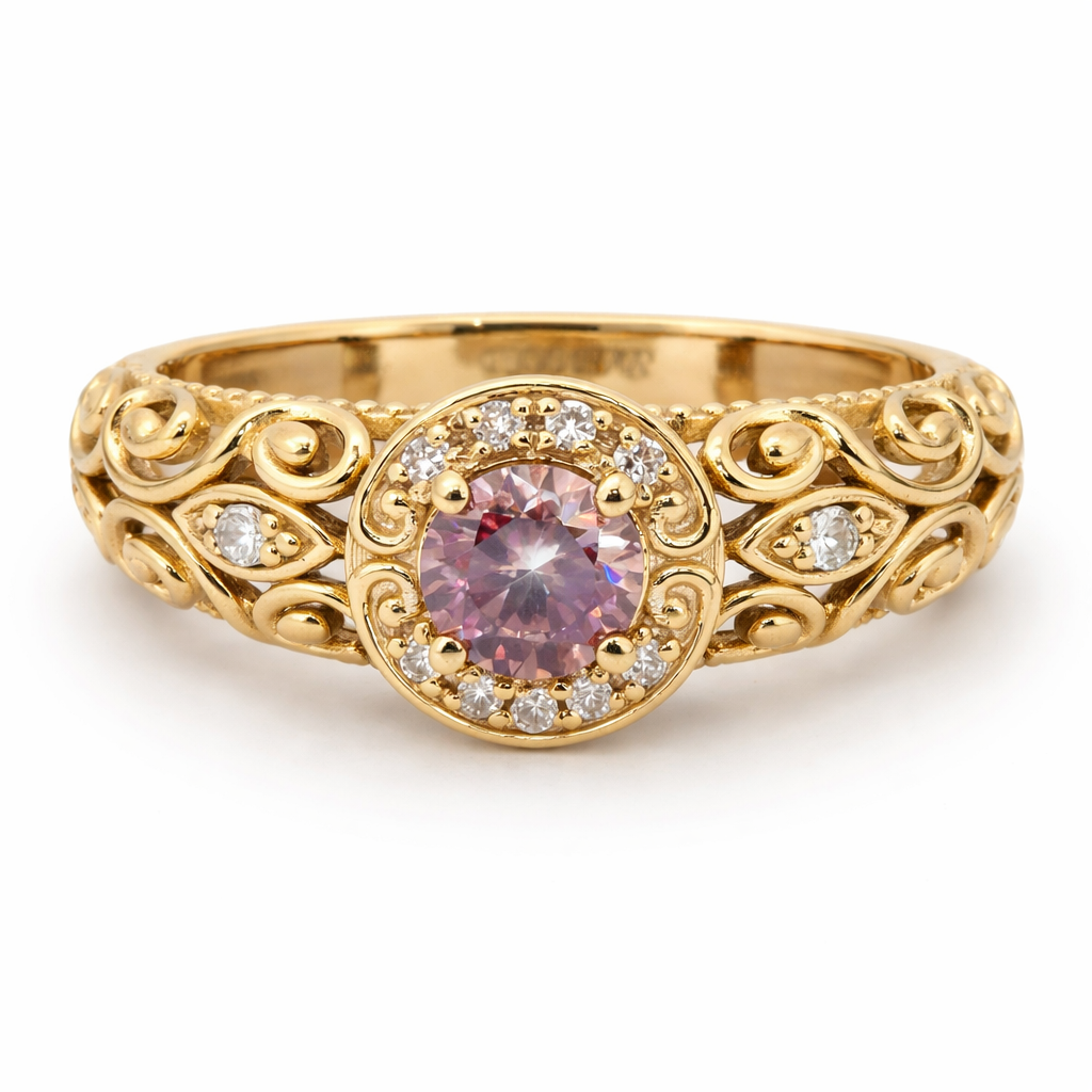 18kt Ring with 0.5ct Moissanite and Diamond