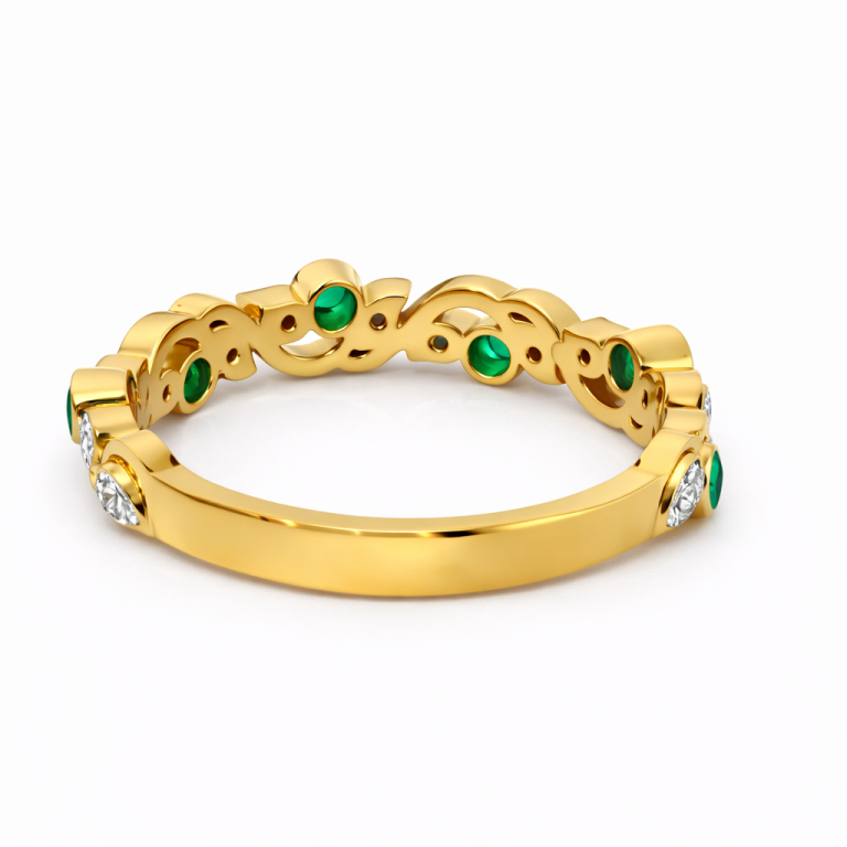 18kt Band Ring with Sapphire/Emerald/Ruby and Diamond thumbnail 2